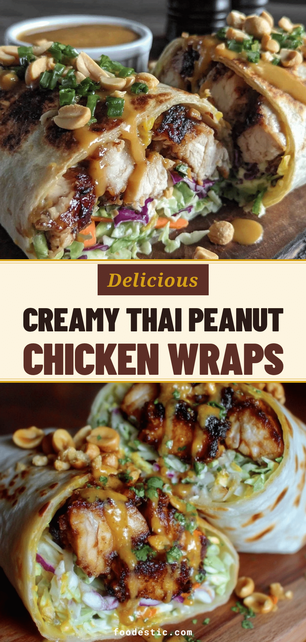 Creamy Thai Peanut Chicken Wraps recipe