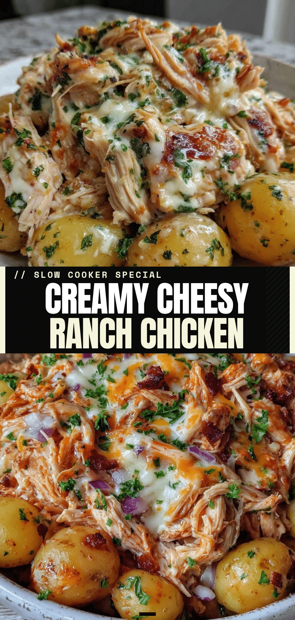 slow cooker cheesy ranch chicken and potatoes recipe