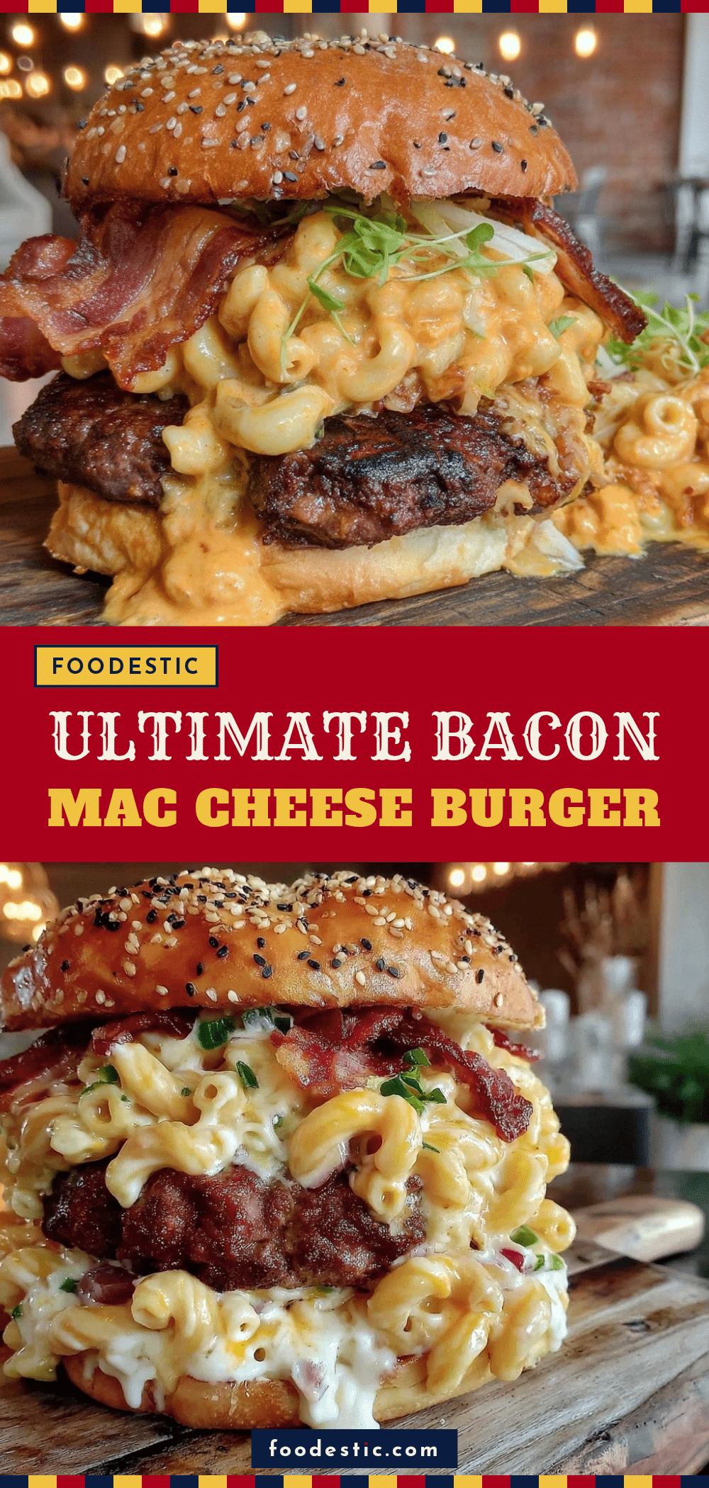 Mac And Cheese Stuffed Burger With Bacon recipe